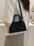 Small Litchi Embossed Double Handle Baguette Bag Minimalist