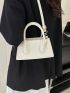 Small Litchi Embossed Double Handle Baguette Bag Minimalist