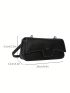Small Flap Square Bag Button Decor Stitch Detail