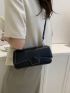 Small Flap Square Bag Button Decor Stitch Detail