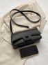Small Flap Square Bag Button Decor Stitch Detail