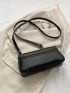 Small Flap Square Bag Button Decor Stitch Detail