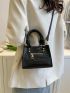 Mini Crocodile Embossed Square Bag Zip Front