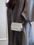 Mini Crocodile Embossed Flap Square Bag Metallic Funky