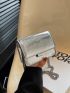 Mini Crocodile Embossed Flap Square Bag Metallic Funky