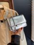 Mini Crocodile Embossed Flap Square Bag Metallic Funky