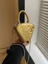 Mini Fashion Shaped Chain One Shoulder Messenger PU Textured Handbag