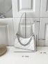 Small Geometric Embossed Baguette Bag Chain Decor