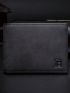 Letter Embossed Small Wallet Bifold Solid Black