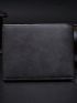 Letter Embossed Small Wallet Bifold Solid Black