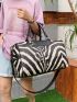 Zebra Striped Pattern Duffel Bag Double Handle