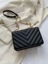 Mini Chevron Quilted Square Bag Push Lock Flap Chain