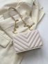 Mini Chevron Quilted Square Bag Push Lock Flap Chain