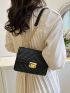 Mini Chevron Quilted Square Bag Push Lock Flap Chain