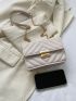 Mini Chevron Quilted Square Bag Push Lock Flap Chain