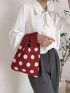 Mini Polka Dot Crochet Bag Double Handle