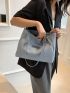 Patch Detail Shoulder Tote Bag Double Handle