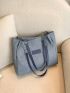 Patch Detail Shoulder Tote Bag Double Handle