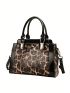 Leopard Pattern Tote Bag Genuine Leather