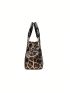 Leopard Pattern Tote Bag Genuine Leather