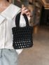 Mini Hollow Out Crochet Bag Solid Color Vacation Style