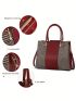 Houndstooth Pattern Tote Bag Genuine Leather