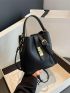 Mini Litchi Embossed Twist Lock Bucket Bag Top Handle