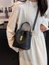 Mini Litchi Embossed Twist Lock Bucket Bag Top Handle