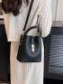 Mini Litchi Embossed Twist Lock Bucket Bag Top Handle
