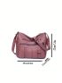 Braid Detail Crossbody Bag, Women's Multi Pockets Bag, Vintage Shoulder Bag