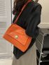 Neon Orange Flap Tote Bag Button Decor