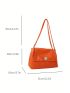Neon Orange Flap Tote Bag Button Decor