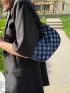 Plaid Pattern Hobo Bag Raw Hem Small