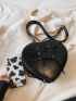 Lace Up Novelty Bag Heart Design Small Black