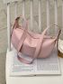 Minimalist Hobo Bag Medium Zipper Pu Pink