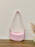 Minimalist Hobo Bag Medium Zipper Pu Pink