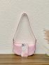 Minimalist Hobo Bag Medium Zipper Pu Pink