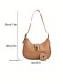 Metal Decor Hobo Bag Small Minimalist Brown