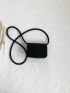 Mini Square Bag Litchi Embossed Flap Black