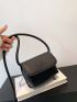 Mini Square Bag Litchi Embossed Flap Black