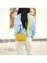 Light Blue Square Bag Minimalist Litchi Embossed Zipper PU