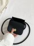 Mini Square Bag Litchi Embossed Flap Black