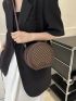 Mini Circle Bag Geometric Pattern Zipper Vintage