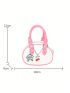 Mini Contrast Binding Satchel Bag With Bag Charm Cute