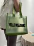 No-closure Shopper Bag Casual Letter Graphic For Summer