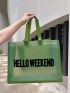No-closure Shopper Bag Casual Letter Graphic For Summer