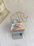 Mini Square Bag Clear Flap Top Handle Funky