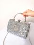 Small Box Bag Glamorous Rhinestone Decor Chain Strap, Perfect Bride Purse For Wedding, Prom & Party Events