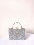 Small Box Bag Glamorous Rhinestone Decor Chain Strap, Perfect Bride Purse For Wedding, Prom & Party Events