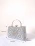 Small Box Bag Glamorous Rhinestone Decor Chain Strap, Perfect Bride Purse For Wedding, Prom & Party Events